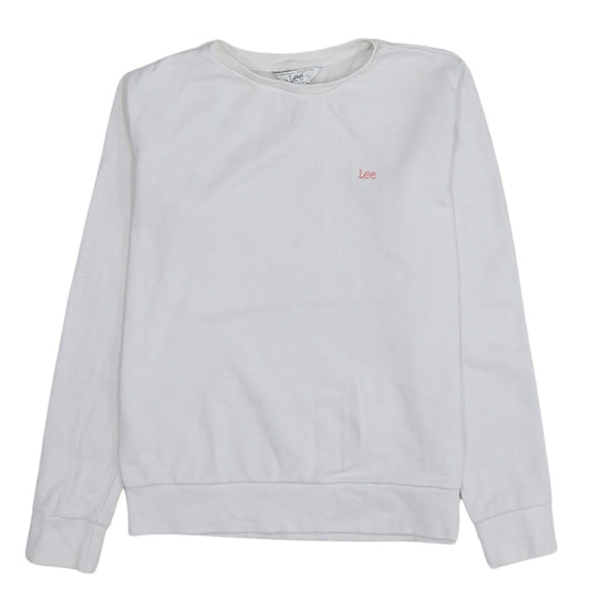 Lee Womens White Crew Neck Cotton Sweatshirt Size S Regular Fit
