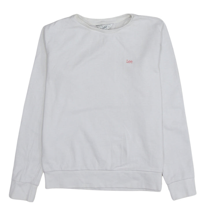 Lee Womens White Crew Neck Cotton Sweatshirt Size S Regular Fit