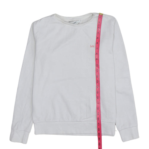 Lee Womens White Crew Neck Cotton Sweatshirt Size S Regular Fit