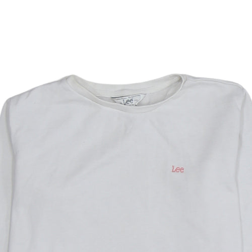 Lee Womens White Crew Neck Cotton Sweatshirt Size S Regular Fit