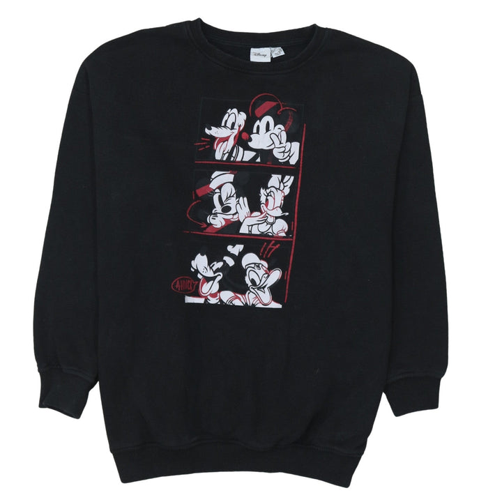 Disney Women Black XS Sweatshirt Mickey & Friends Graphic Pullover