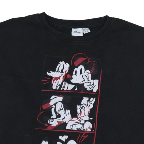 Disney Women Black XS Sweatshirt Mickey & Friends Graphic Pullover