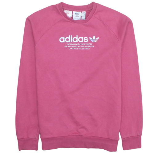 Adidas Girls Pink Crew Neck Logo Sweatshirt 14 Years Pullover