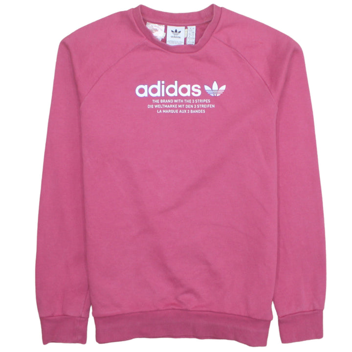 Adidas Girls Pink Crew Neck Logo Sweatshirt 14 Years Pullover