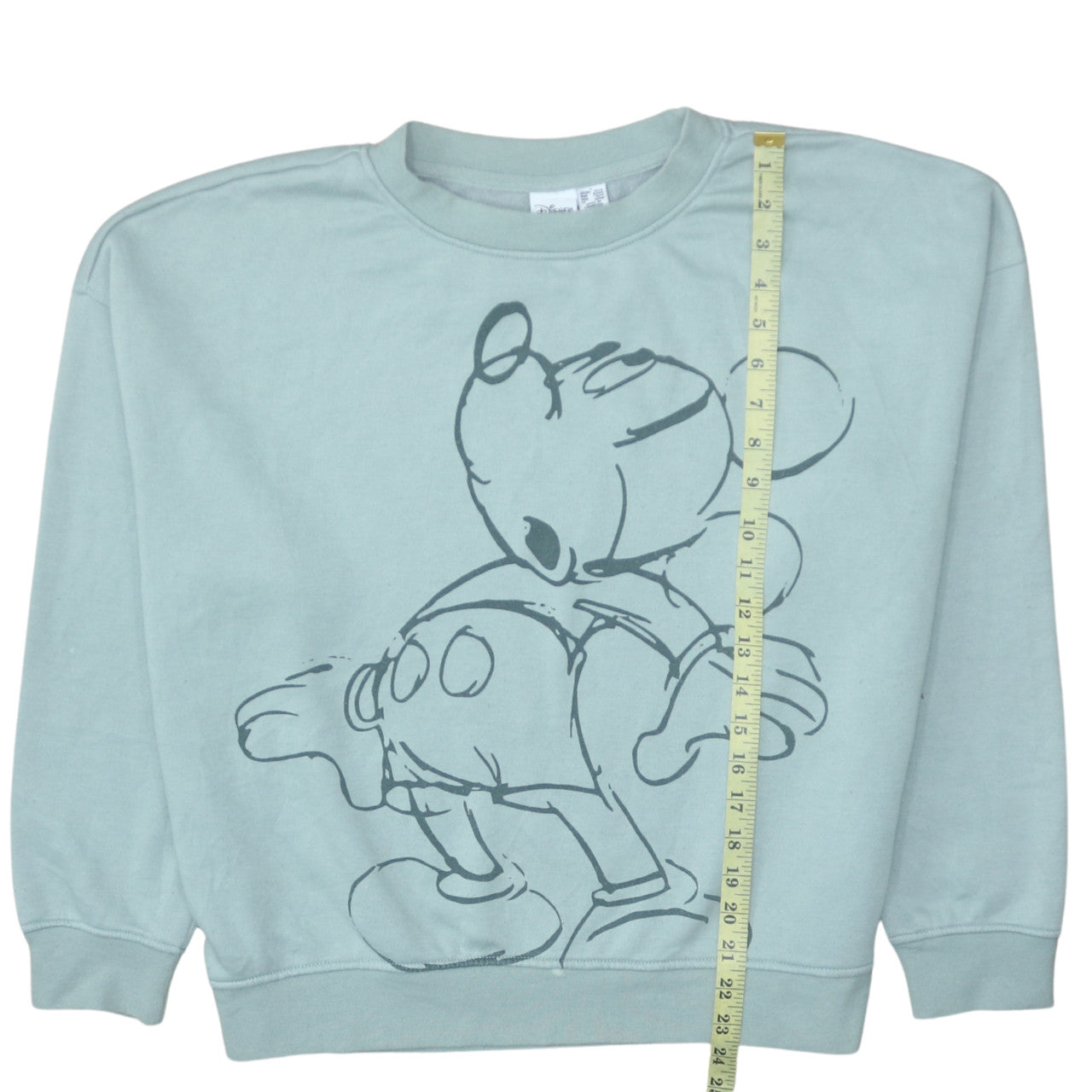 Disney Women Mint Green Mickey Mouse Crew Neck Sweatshirt L 14/16