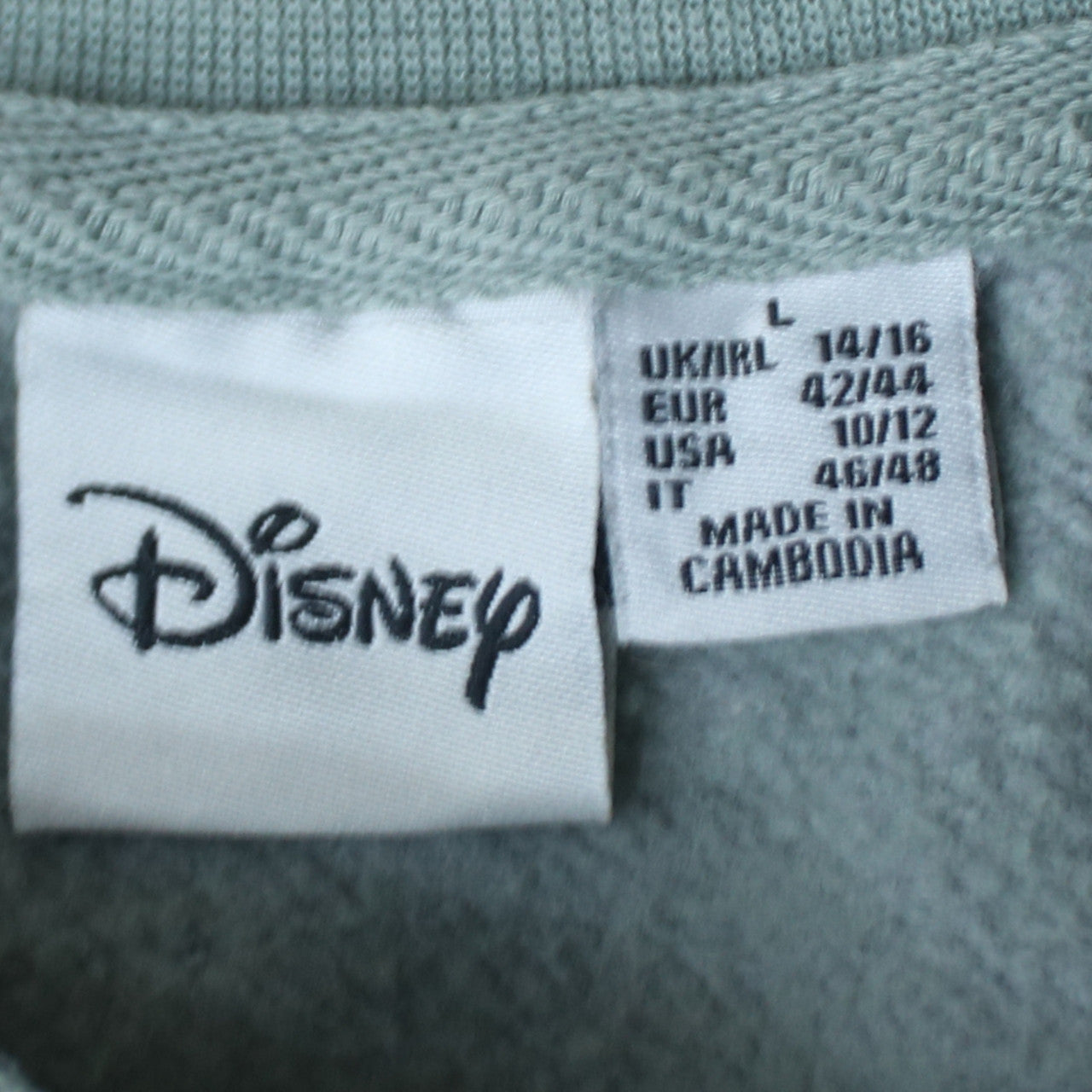 Disney Women Mint Green Mickey Mouse Crew Neck Sweatshirt L 14/16