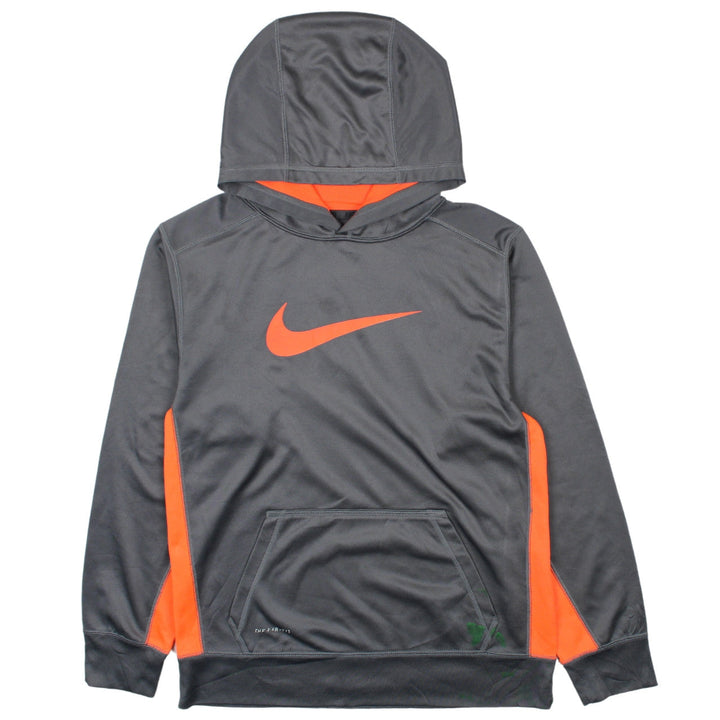 Nike Boys Grey Orange Therma-Fit Pullover Hoodie XL Polyester Fleece