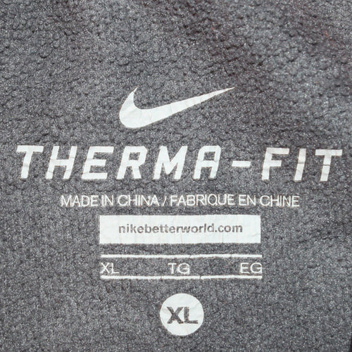 Nike Boys Grey Orange Therma-Fit Pullover Hoodie XL Polyester Fleece