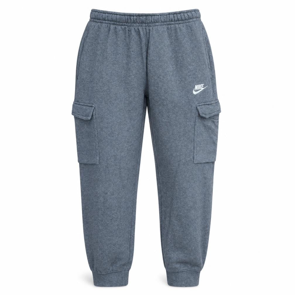 Front view of Nike Men's Grey Cargo Fleece Jogger Trousers, size S