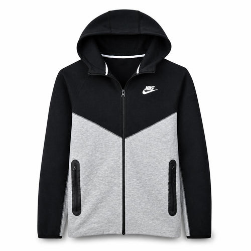 Nike Boys Black Grey XL Full Zip Colourblock Hoodie Sweatshirt