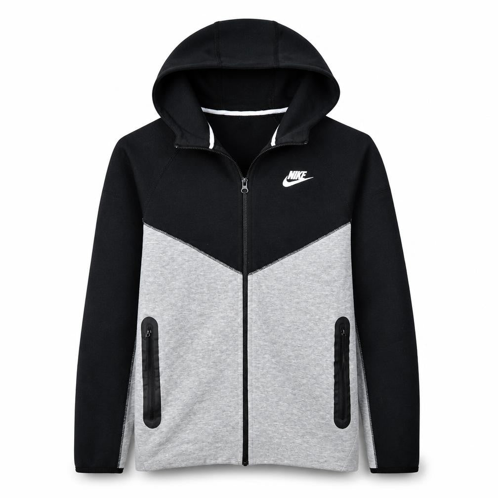 Nike Boys Black Grey XL Full Zip Colourblock Hoodie Sweatshirt