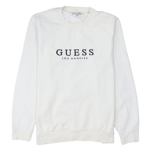 Guess Womens White Logo Crew Neck Sweatshirt XL