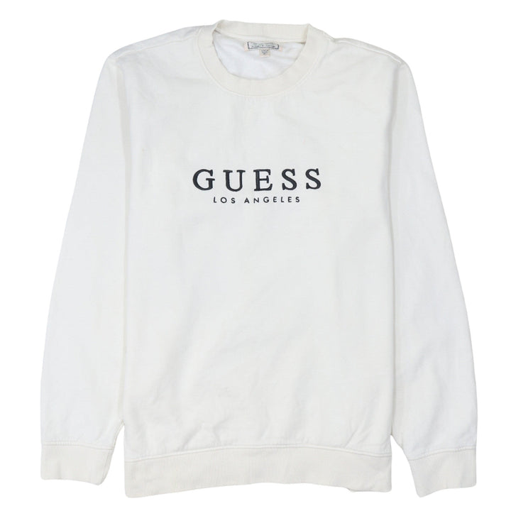 Guess Womens White Logo Crew Neck Sweatshirt XL
