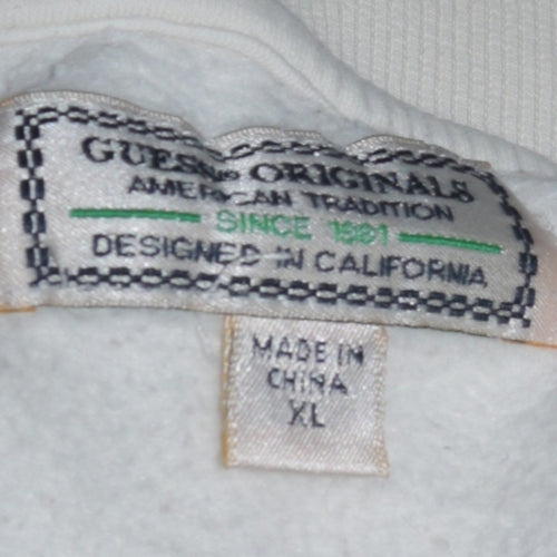 Guess Womens White Logo Crew Neck Sweatshirt XL