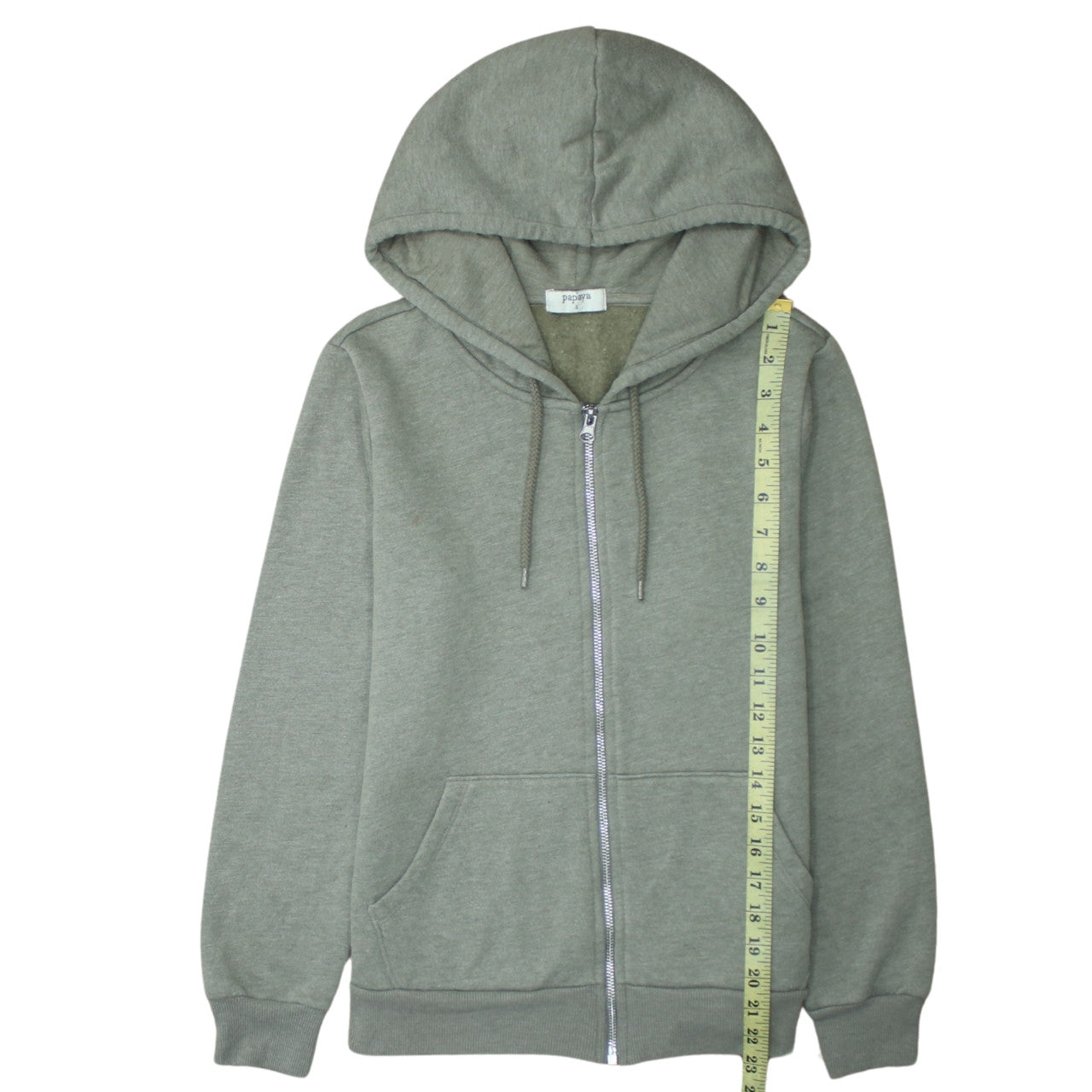 Papaya Women’s Green Full Zip Hoodie Small Casual Hooded Sweatshirt
