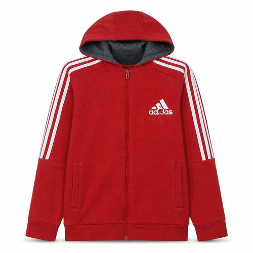 Adidas Boys Red Full Zip Hoodie 13-14 Years Classic Sportswear