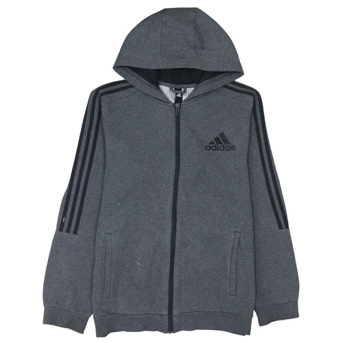 Adidas Men's Grey Full Zip Hoodie Size L Sports Fleece