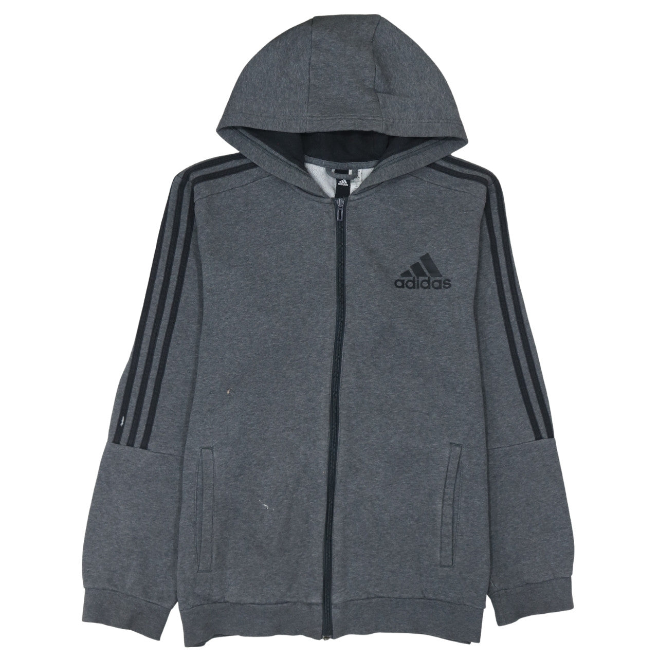 Adidas Men's Grey Full Zip Hoodie Size L Sports Fleece