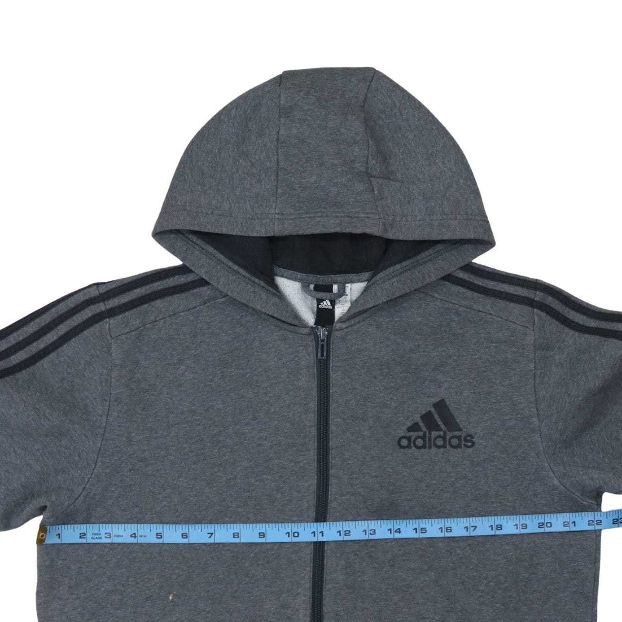 Adidas Men's Grey Full Zip Hoodie Size L Sports Fleece