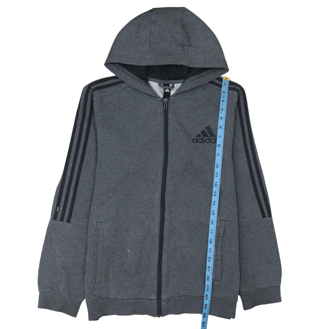 Adidas Men's Grey Full Zip Hoodie Size L Sports Fleece