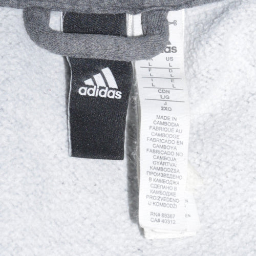 Adidas Men's Grey Full Zip Hoodie Size L Sports Fleece