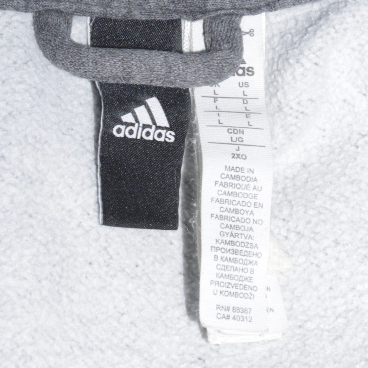 Adidas Men's Grey Full Zip Hoodie Size L Sports Fleece