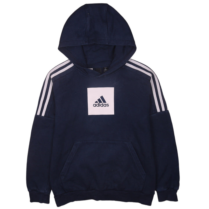 Adidas Boys Blue Pullover Hoodie 13-14 Years Hooded Fleece Sweatshirt