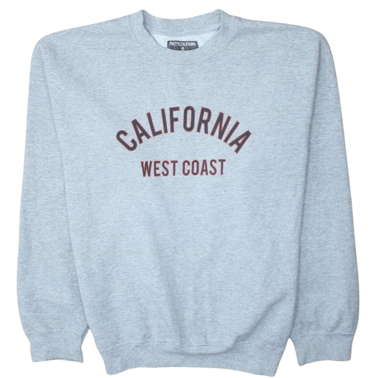 PrettyLittleThing Women's Grey California West Coast Pullover Sweatshirt Size S