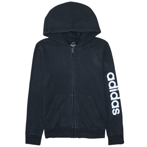 Adidas Womens Black Full Zip Hoodie Medium 12 Hooded Sweatshirt