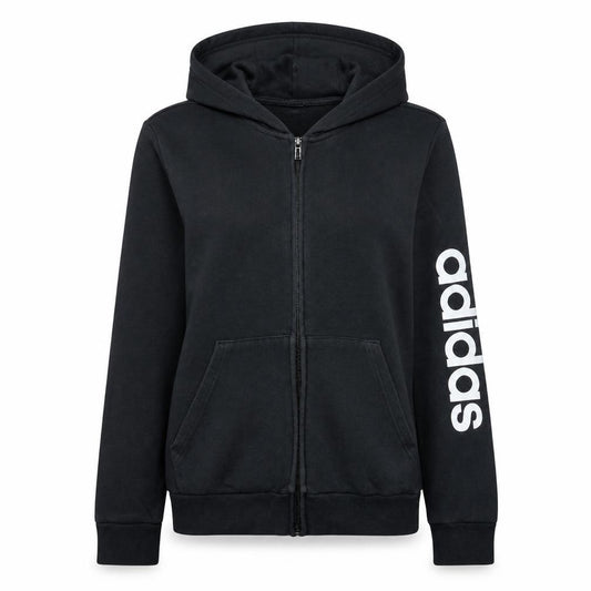 Front view of Adidas women’s black full zip hoodie medium 12 hooded sweatshirt