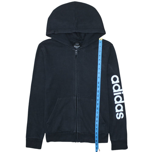 Adidas Womens Black Full Zip Hoodie Medium 12 Hooded Sweatshirt