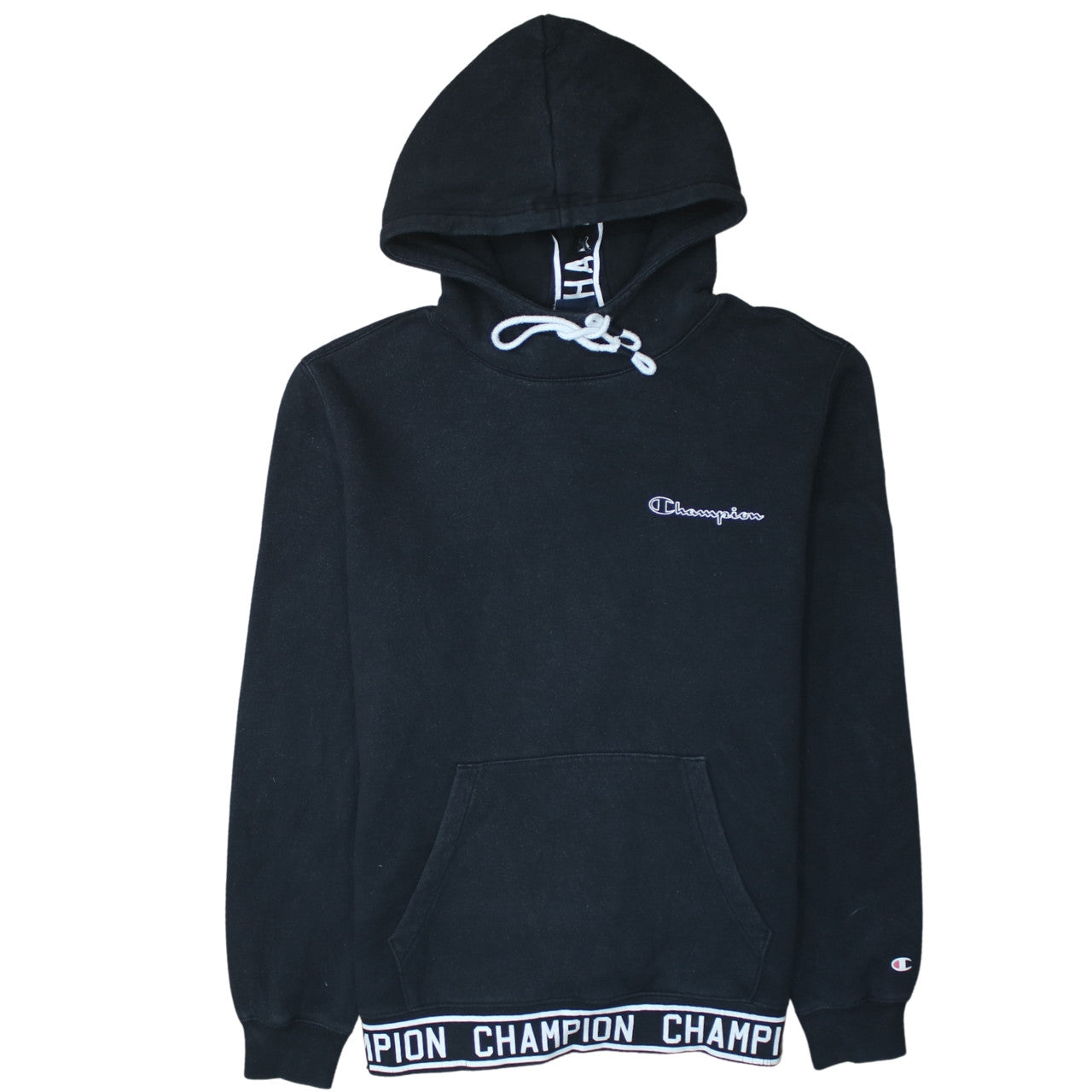 Champion Women's Black Large Pullover Hoodie with Logo Trim