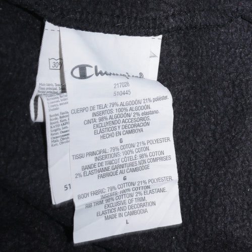 Champion Women's Black Large Pullover Hoodie with Logo Trim