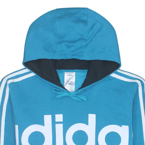 Adidas Men's Blue Pullover Hoodie Size L Logo Sportswear