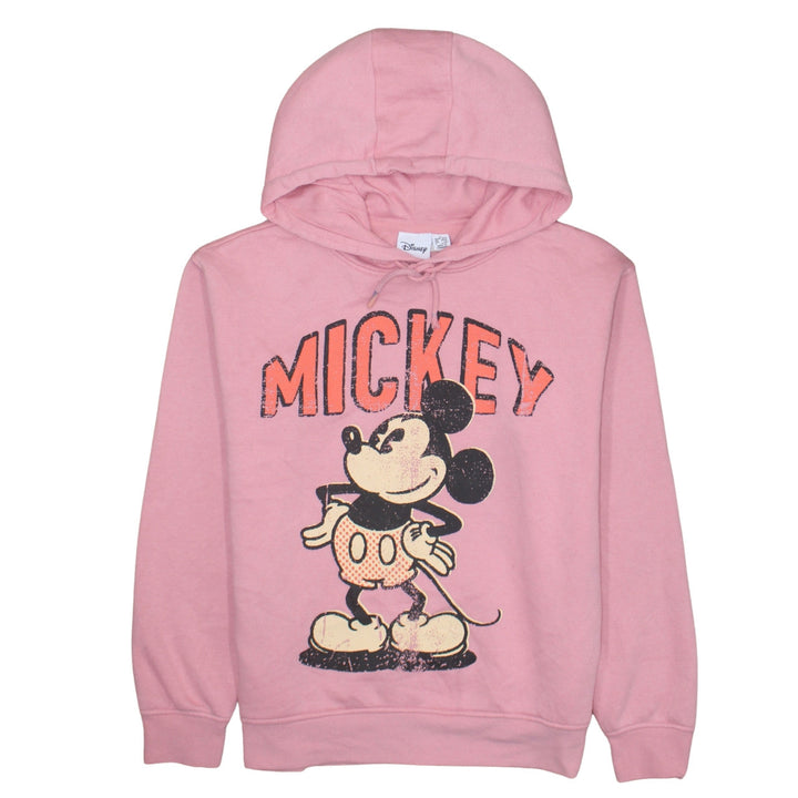 Disney Women Pink Mickey Hoodie Small Pullover Hooded Sweatshirt