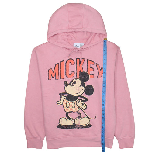 Disney Women Pink Mickey Hoodie Small Pullover Hooded Sweatshirt