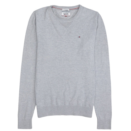 Tommy Hilfiger Men's Grey Cotton Crew Neck Pullover Jumper M