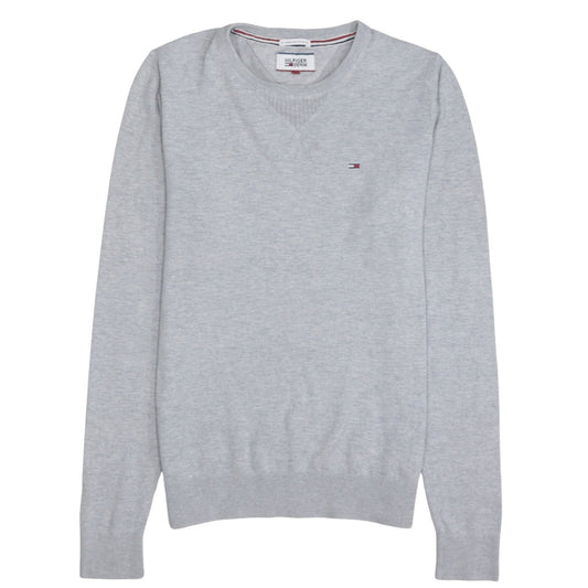Tommy Hilfiger Men's Grey Cotton Crew Neck Pullover Jumper M