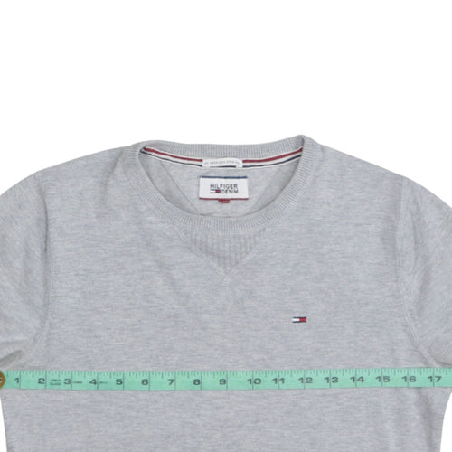 Tommy Hilfiger Men's Grey Cotton Crew Neck Pullover Jumper M