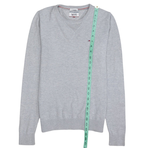 Tommy Hilfiger Men's Grey Cotton Crew Neck Pullover Jumper M