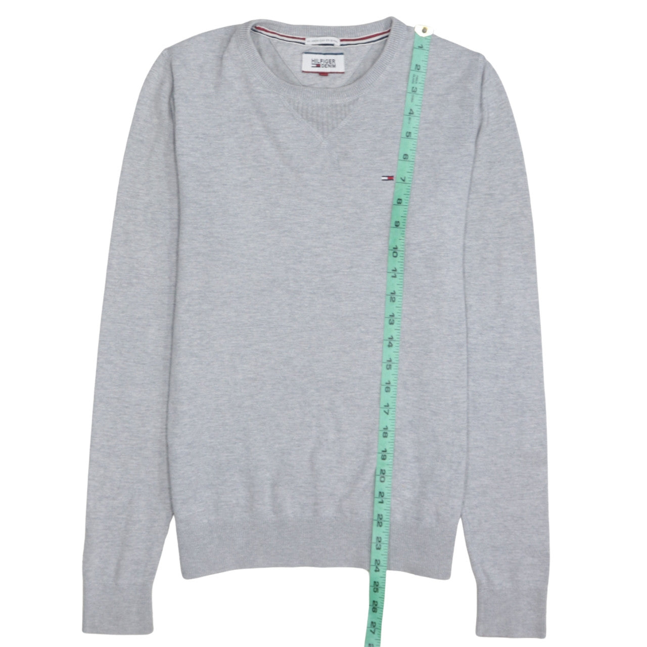 Tommy Hilfiger Men's Grey Cotton Crew Neck Pullover Jumper M