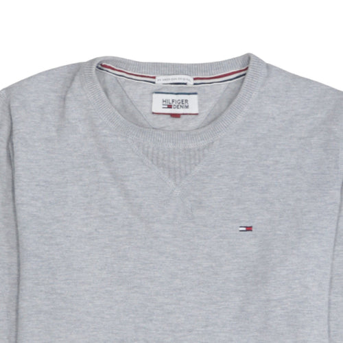 Tommy Hilfiger Men's Grey Cotton Crew Neck Pullover Jumper M