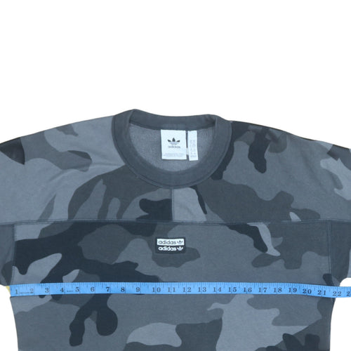 adidas Men's Grey Camouflage Crew Neck Pullover Sweatshirt XS