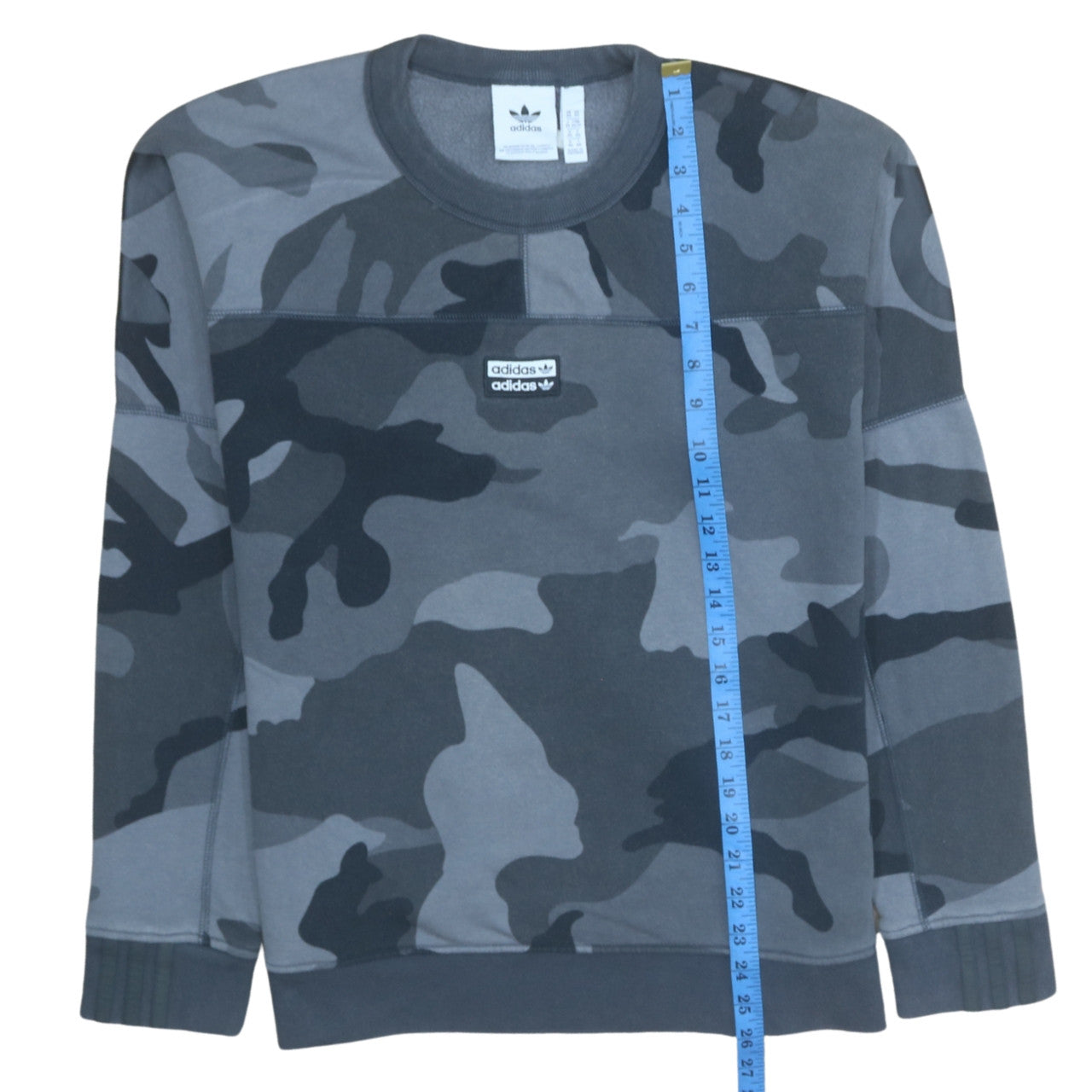 adidas Men's Grey Camouflage Crew Neck Pullover Sweatshirt XS