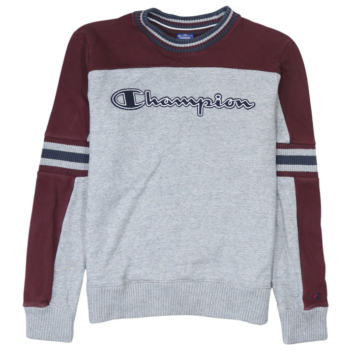 Champion Men's Grey & Maroon Logo Pullover Sweatshirt Size M