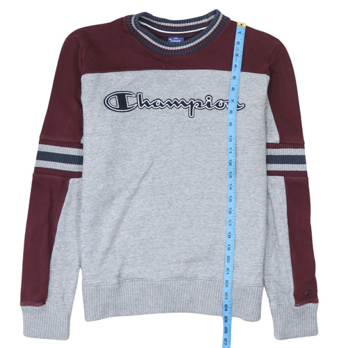 Champion Men's Grey & Maroon Logo Pullover Sweatshirt Size M