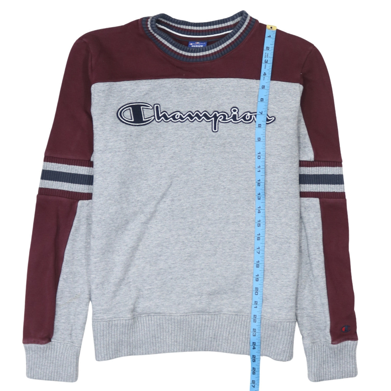 Champion Men's Grey & Maroon Logo Pullover Sweatshirt Size M