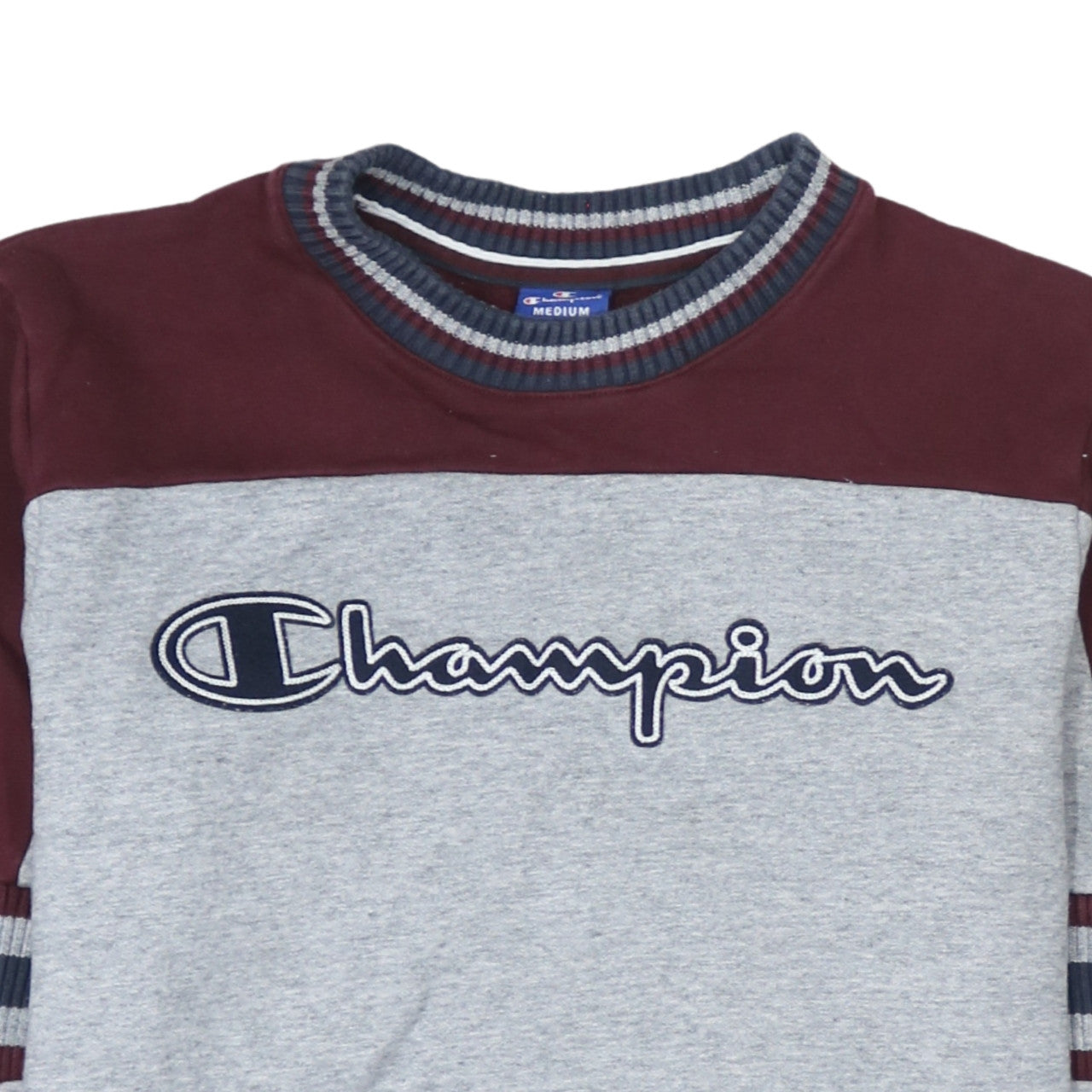 Champion Men's Grey & Maroon Logo Pullover Sweatshirt Size M