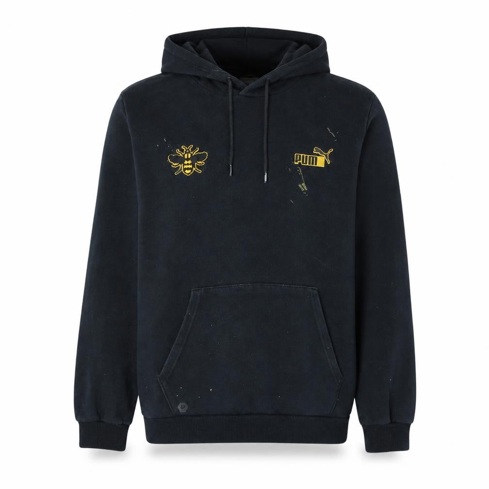 Front view of Puma Men's Black Bee Embroidered Pullover Hoodie, size M