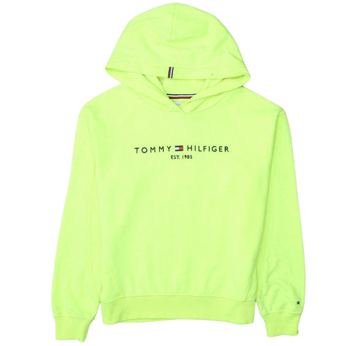 Tommy Hilfiger Boys Yellow Pullover Hoodie Size 176 Embroidered Logo